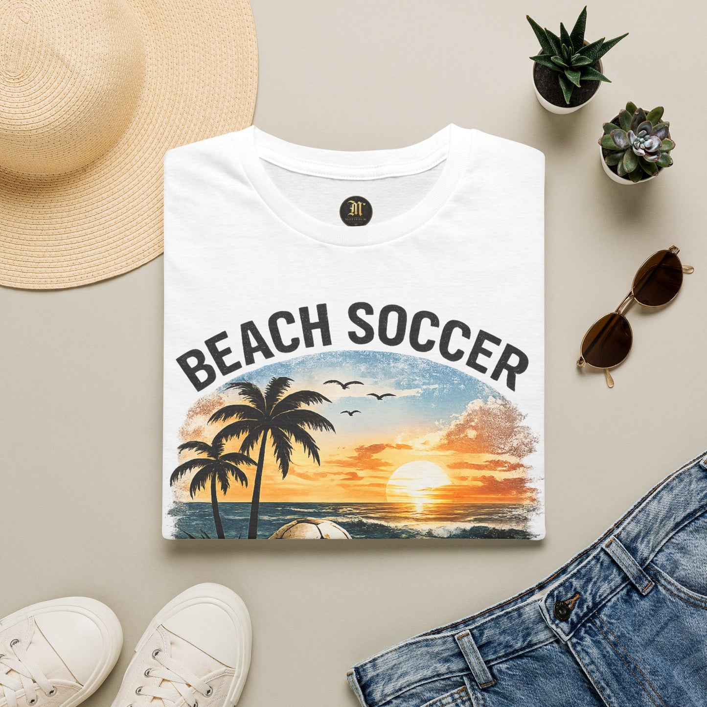 Beach Soccer – Good Vibes T-Shirt | Strandfußball & Sommer Feeling | High Tides & Good Times