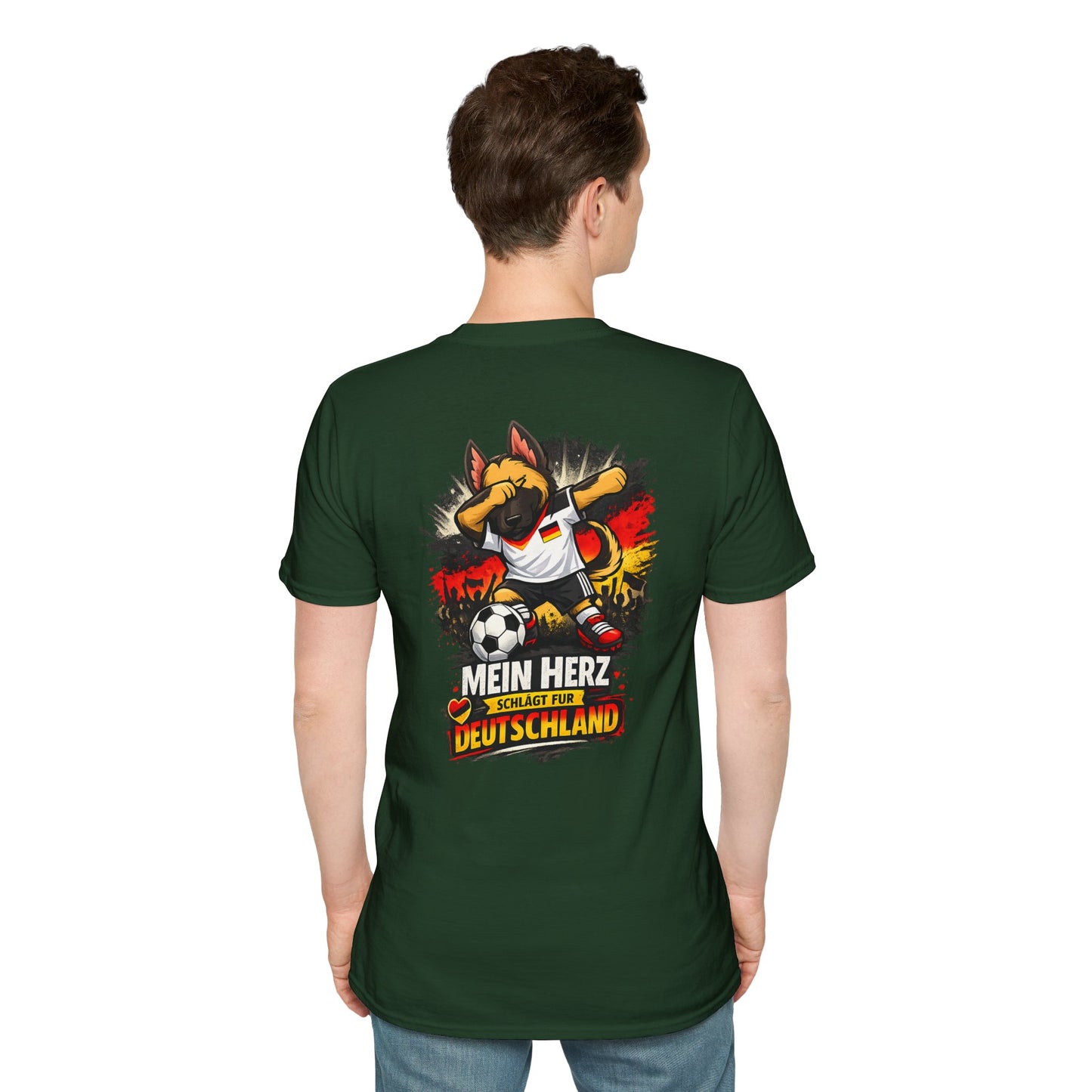 Deutschland Fußball Fan Hund T-Shirt – Front & Back Print Schäferhund Dabbing Fan-Shirt