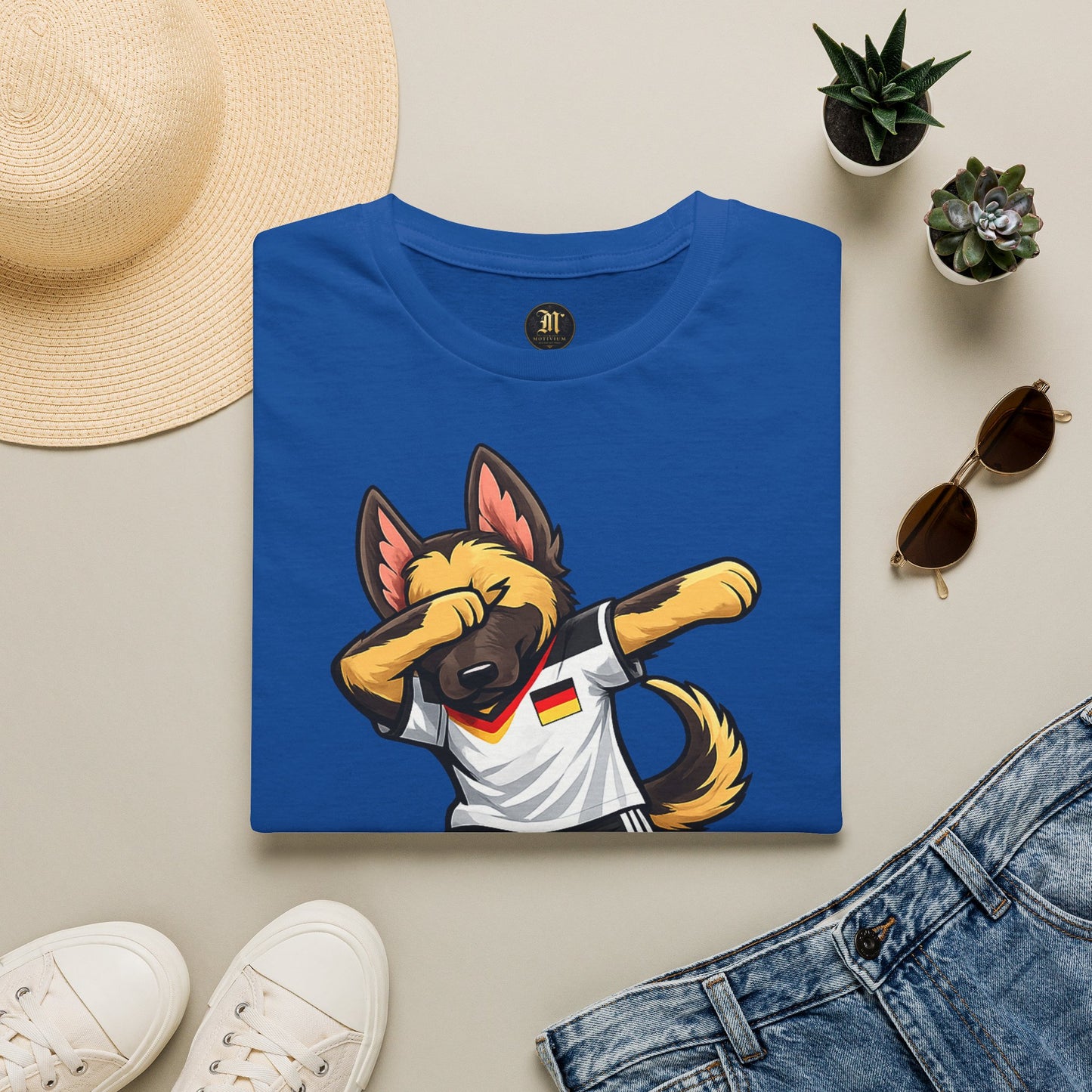 Deutschland Fußball Fan Hund T-Shirt – Dabbing Schäferhund im Deutschland Trikot