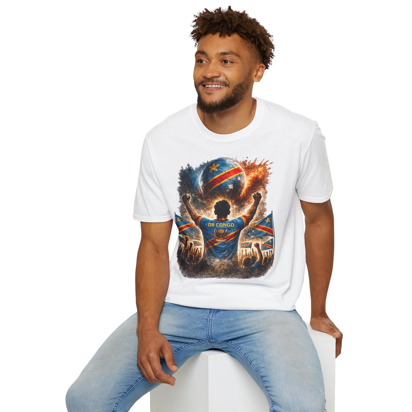 DR Kongo Fußball Fan T-Shirt – Demokratische Republik Kongo Flagge Supporter Design | Fußball Fanartikel | Geschenk für Fußballfans