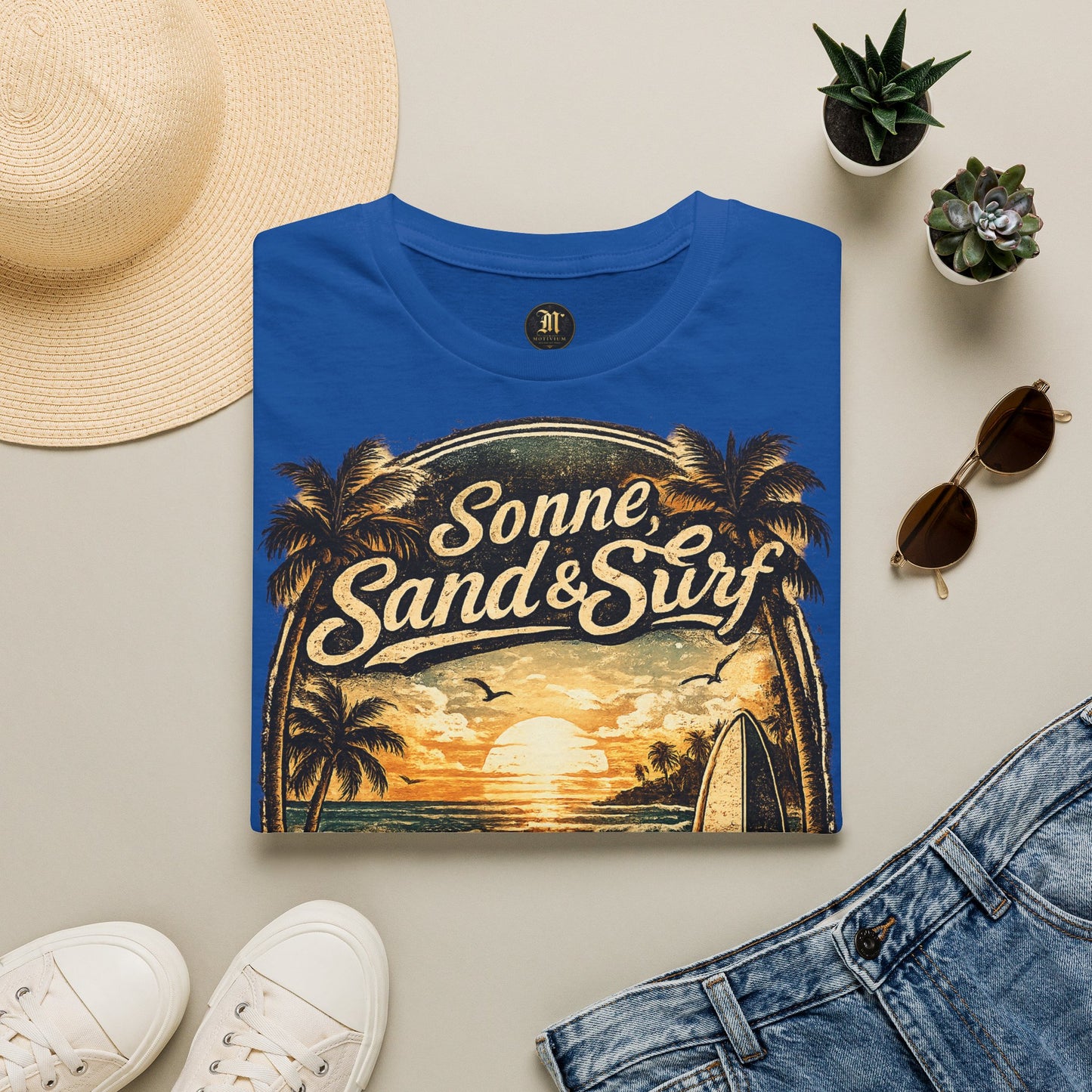 🌴 Sonne, Sand & Surf T-Shirt – Lebe Frei | Vintage Beach Lifestyle Design
