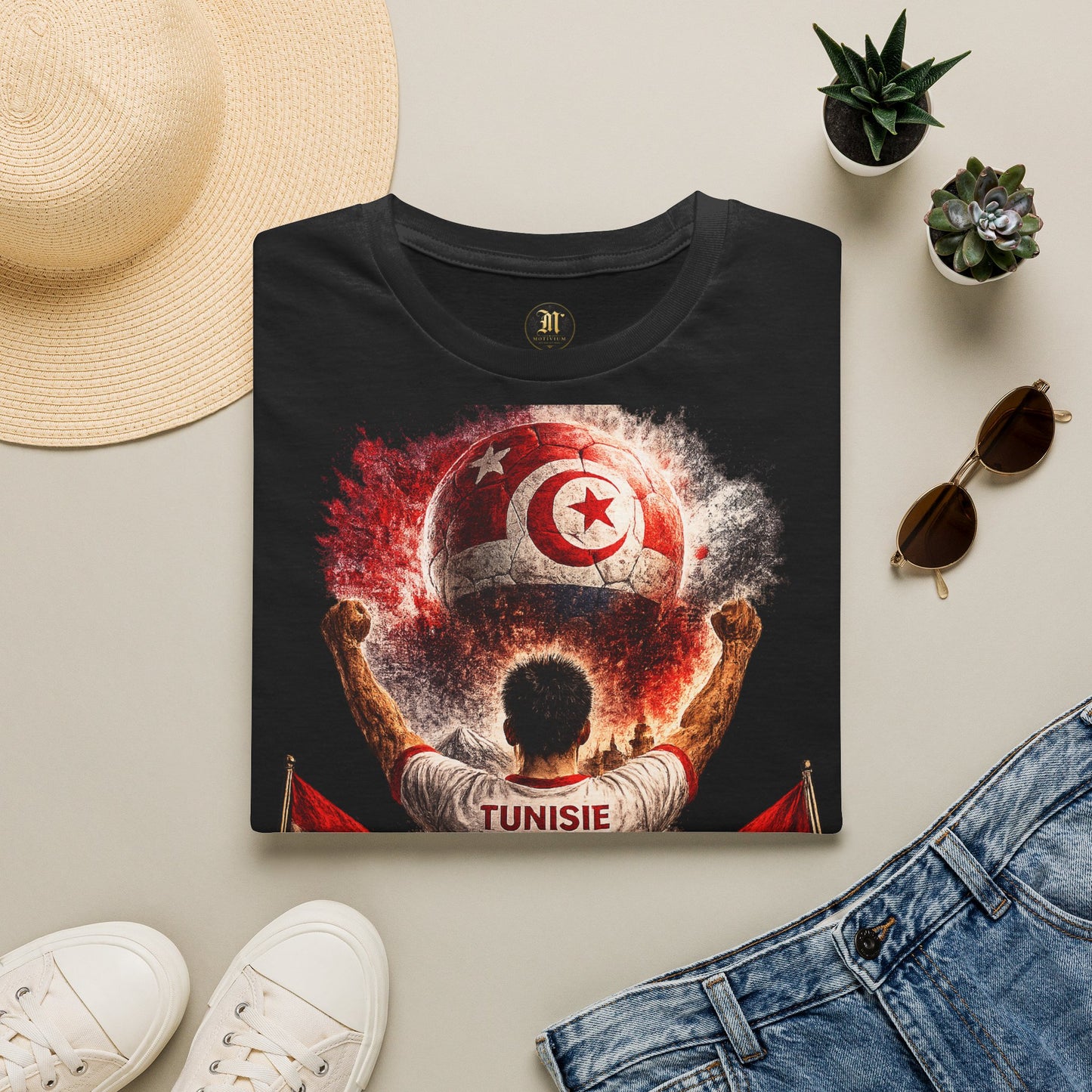 Tunesien Fußball Fan T-Shirt | Tunesien Supporter Shirt | Tunisia Fan Design | Fußball Fanartikel | Geschenk für Tunesien Fans