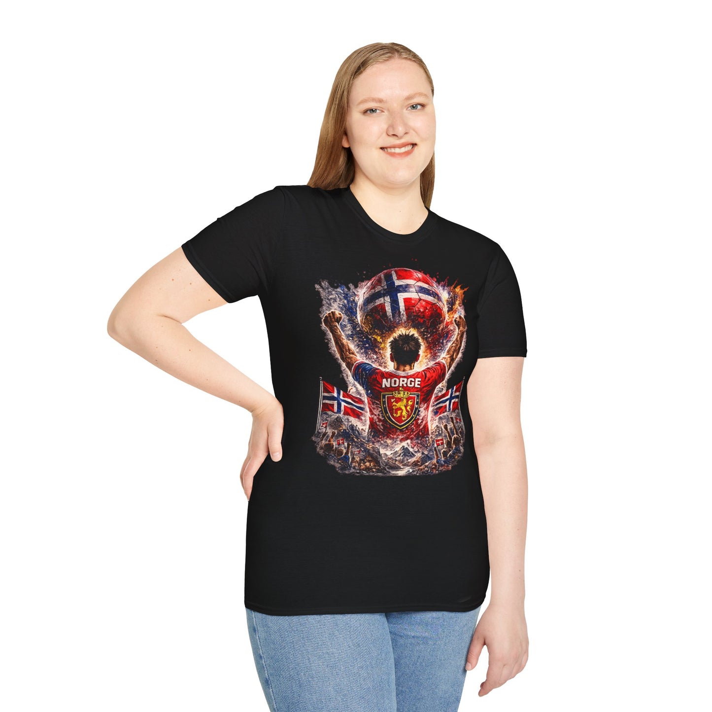 Norwegen Fußball Fan T-Shirt – Norwegen Flagge Supporter Design | Fußball Fanartikel | Geschenk für Fußballfans