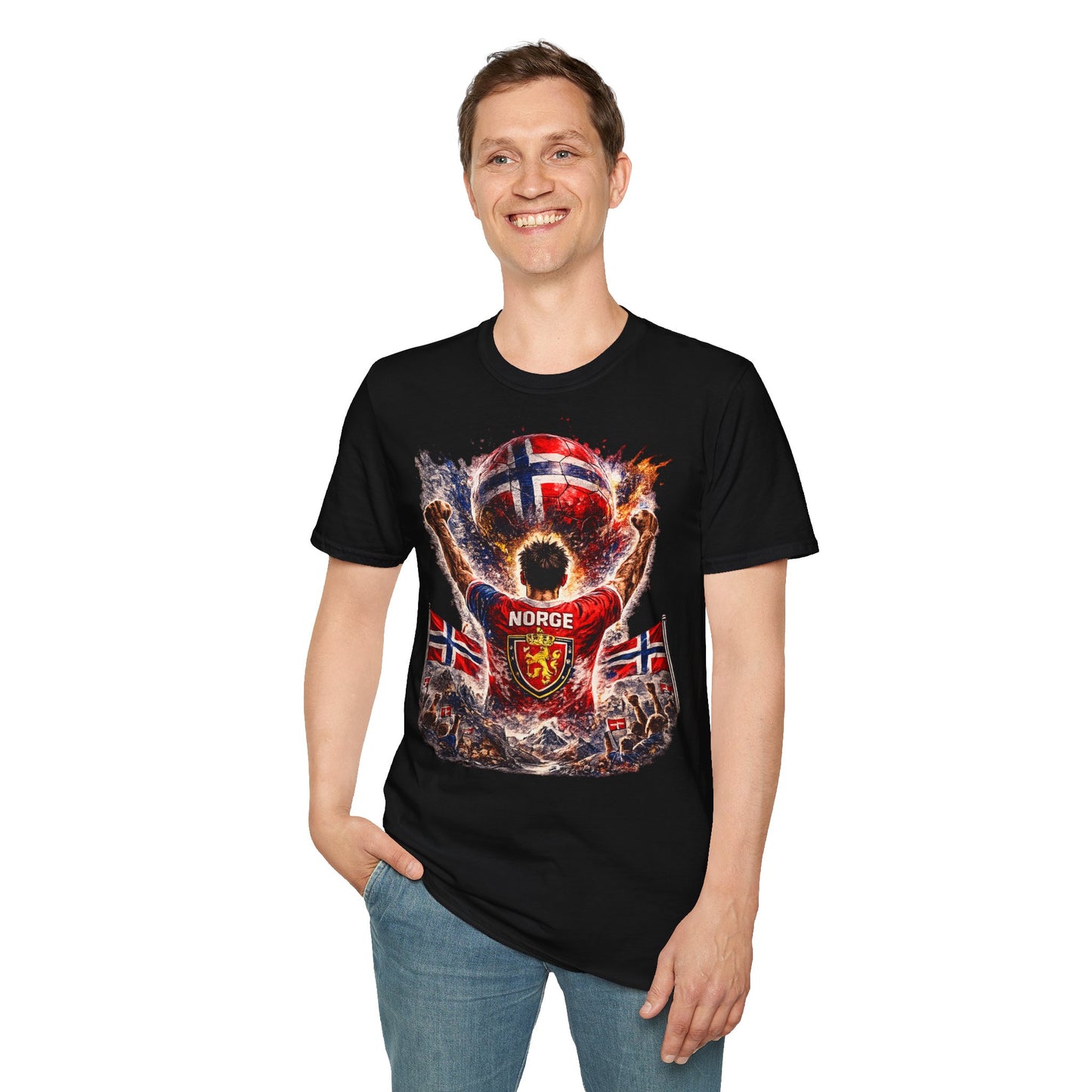 Norwegen Fußball Fan T-Shirt – Norwegen Flagge Supporter Design | Fußball Fanartikel | Geschenk für Fußballfans