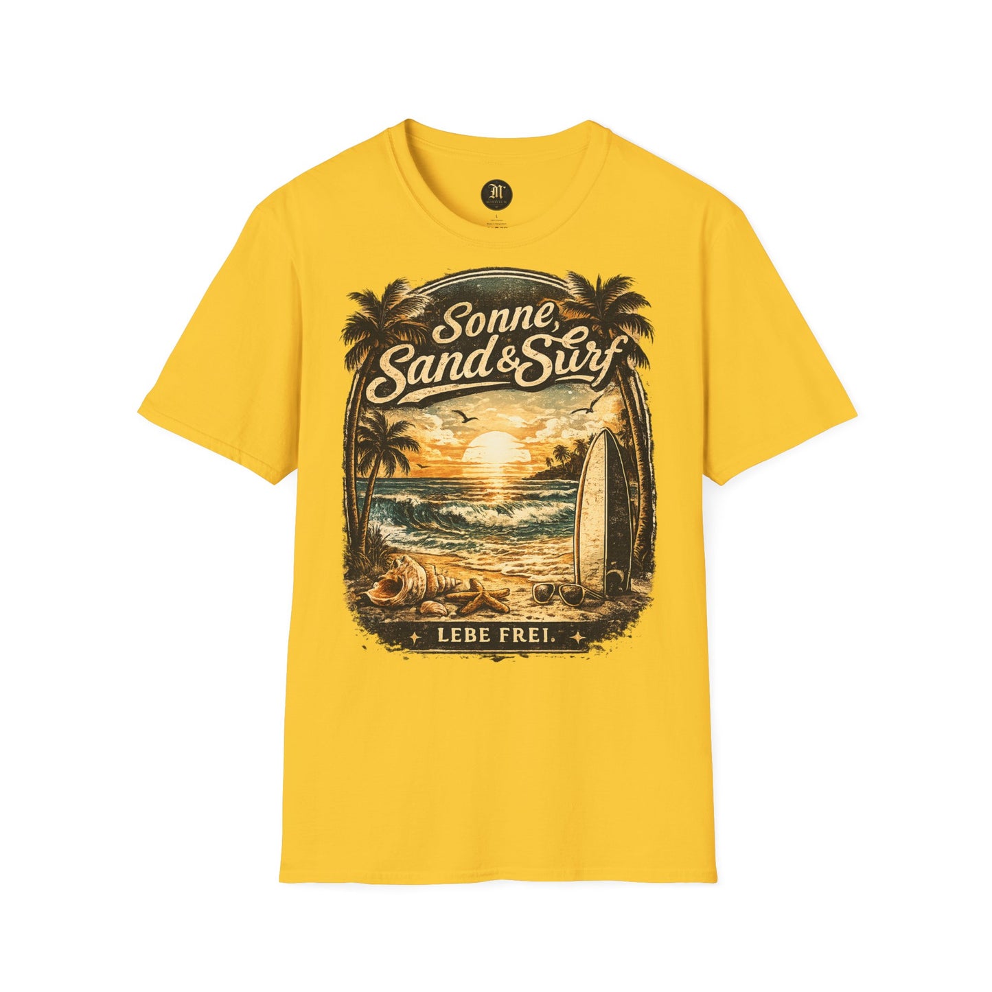 🌴 Sonne, Sand & Surf T-Shirt – Lebe Frei | Vintage Beach Lifestyle Design