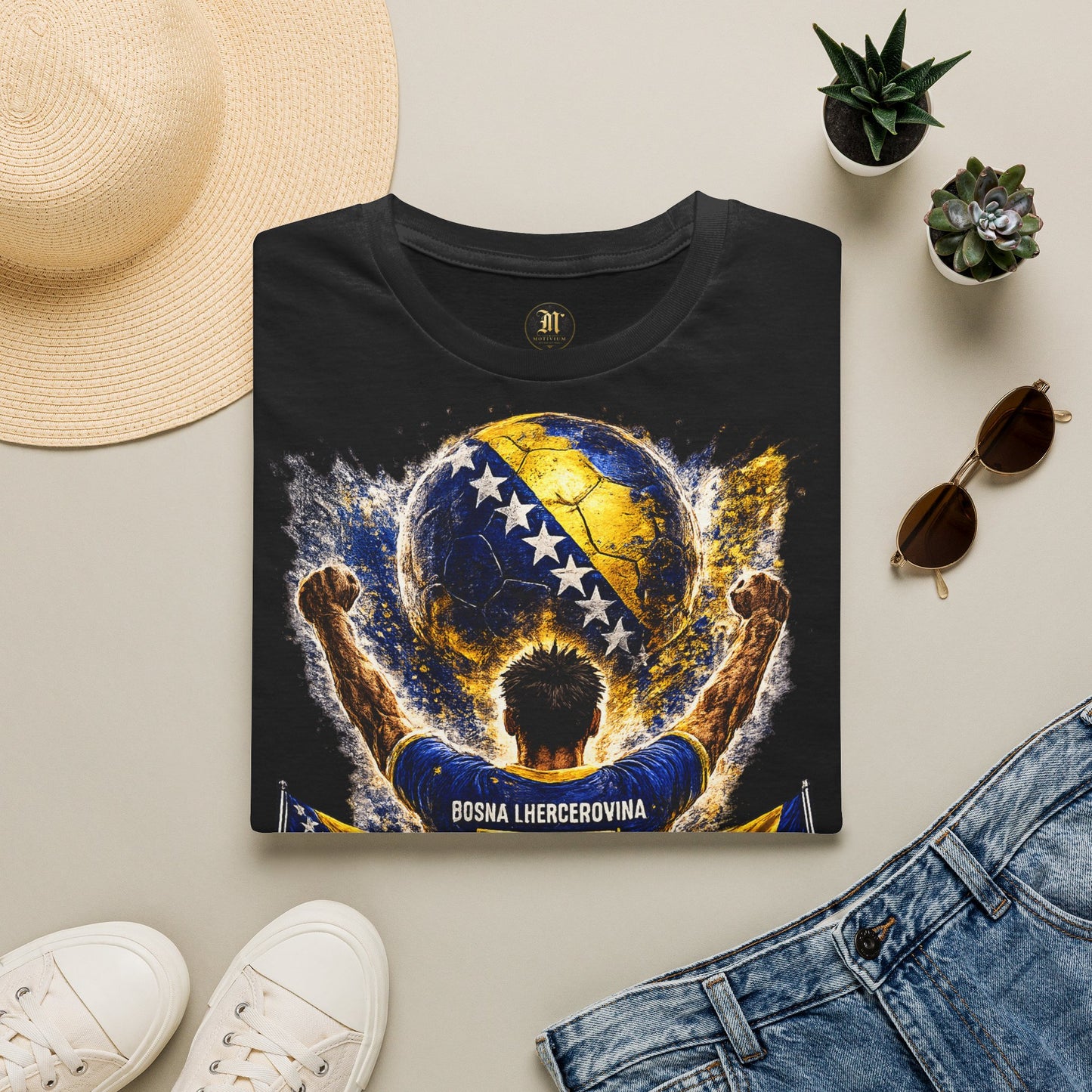 Bosnien & Herzegowina Fußball Fan T-Shirt – Bosnien Flagge Supporter Design | Fußball Fanartikel | Geschenk für Fußballfans