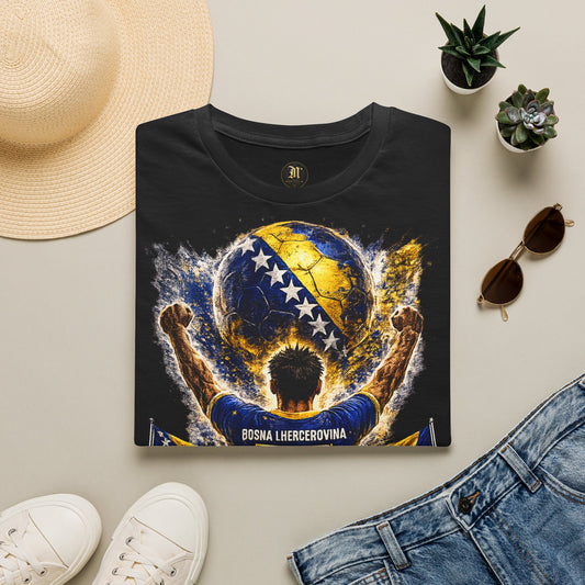 Bosnien & Herzegowina Fußball Fan T-Shirt – Bosnien Flagge Supporter Design | Fußball Fanartikel | Geschenk für Fußballfans