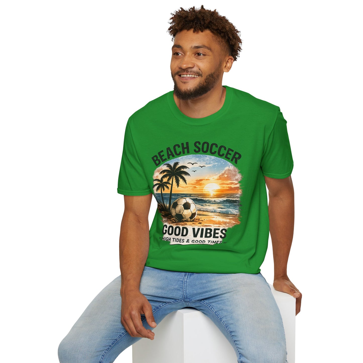 Beach Soccer – Good Vibes T-Shirt | Strandfußball & Sommer Feeling | High Tides & Good Times