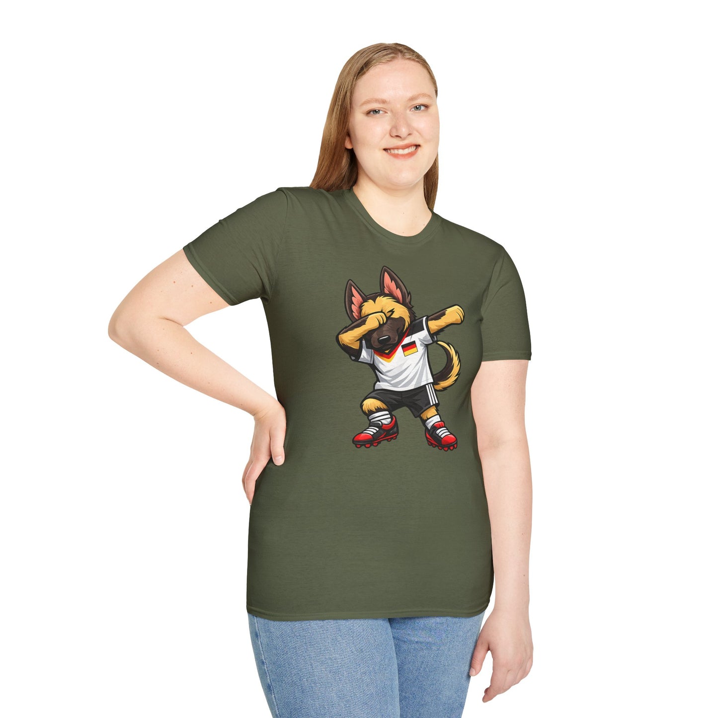 Deutschland Fußball Fan Hund T-Shirt – Dabbing Schäferhund im Deutschland Trikot