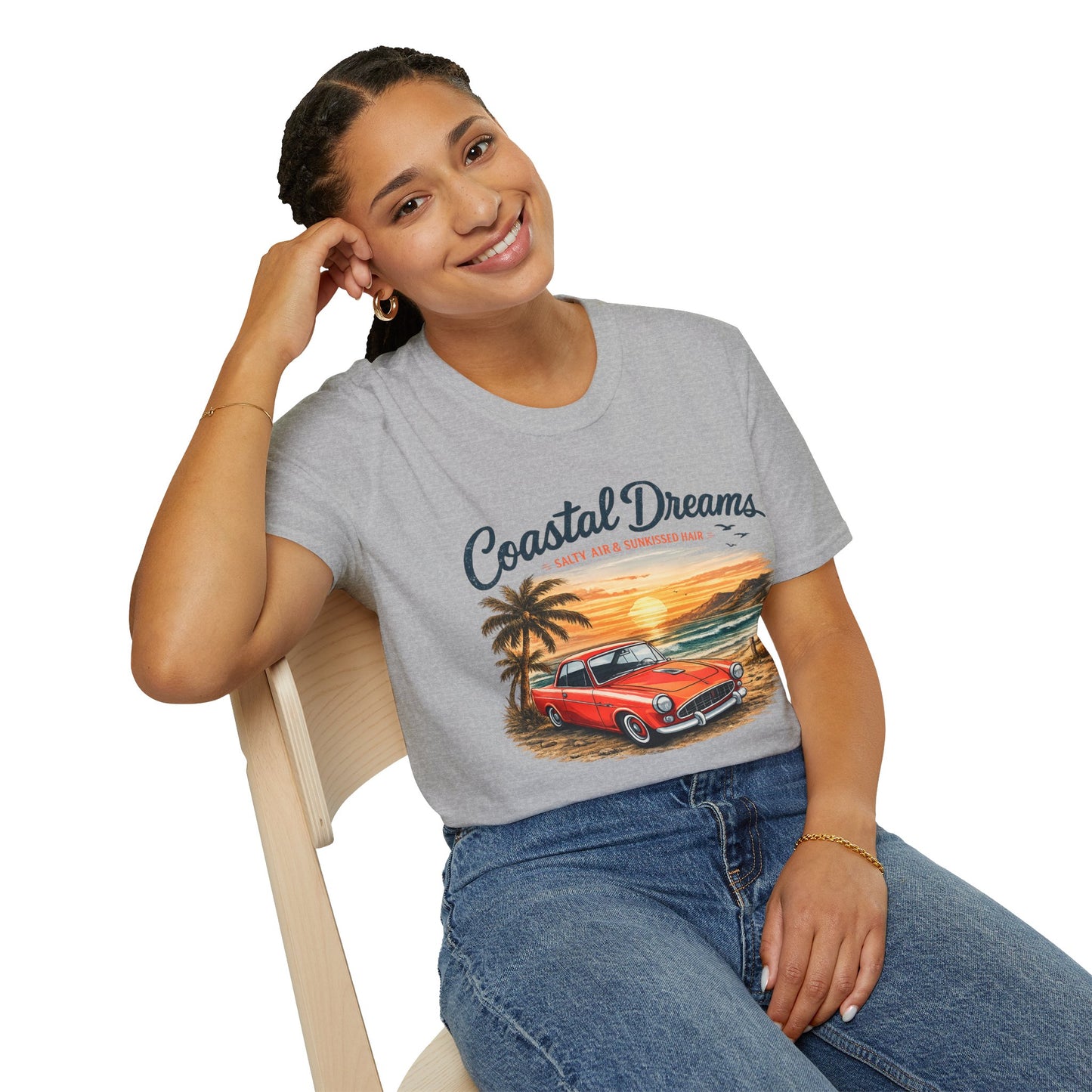 Coastal Dreams T-Shirt – Salzige Luft & Sonnengeküsstes Haar | Vintage Oldtimer Strand Motiv