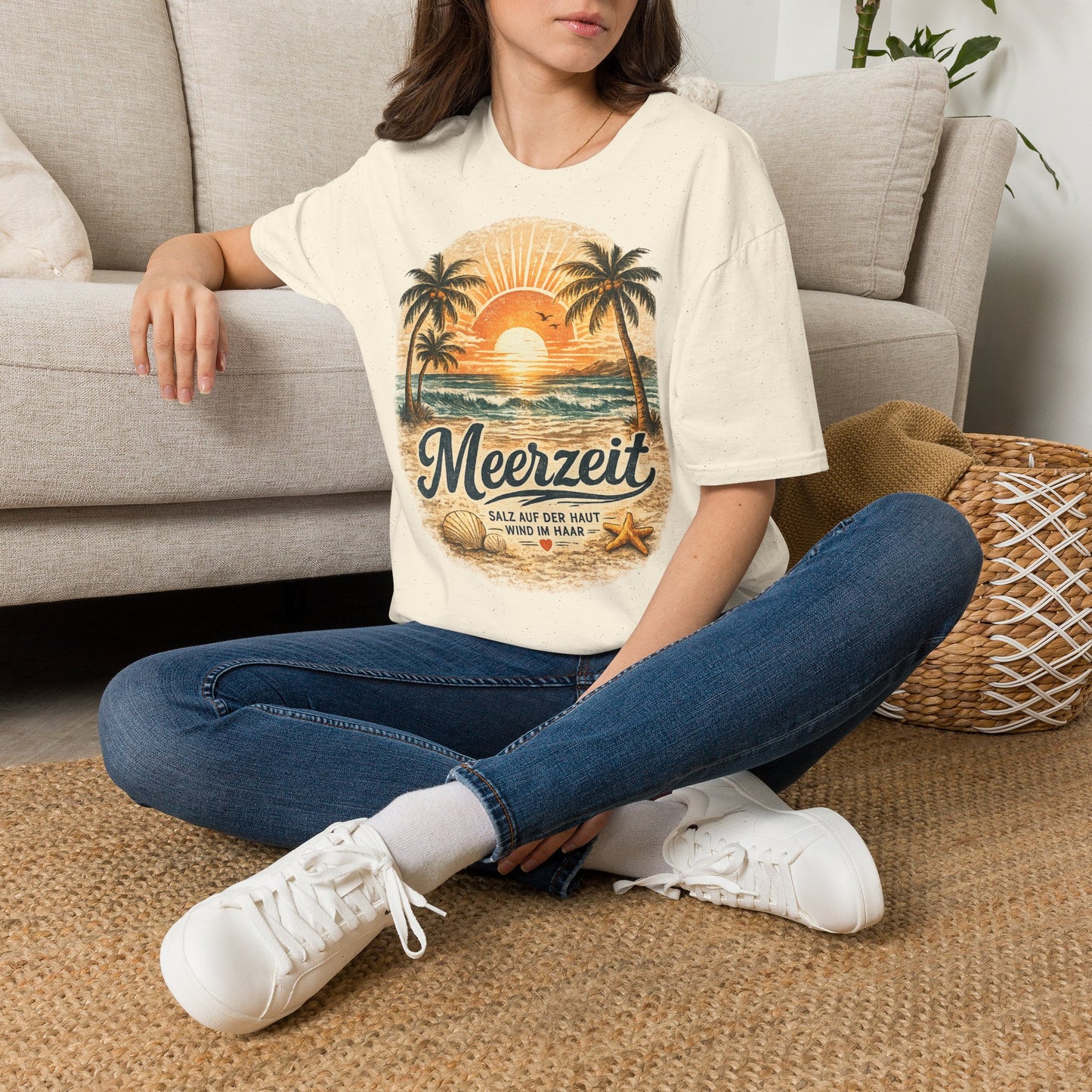 Meerzeit T-Shirt – Salz auf der Haut, Wind im Haar | Vintage Strand Shirt | Sommer Urlaub Meer Geschenk