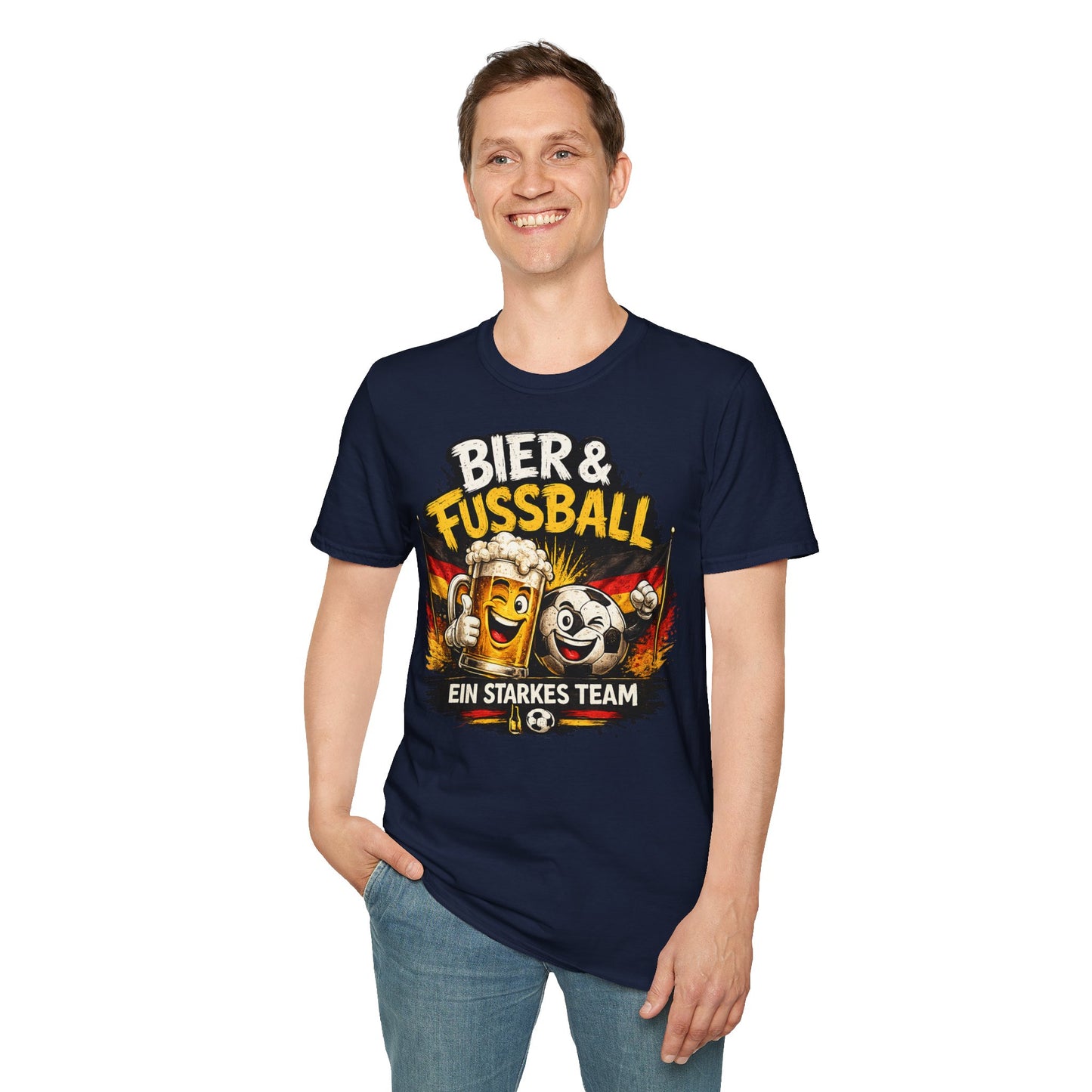 Bier & Fußball – Ein starkes Team | Deutschland Fan T-Shirt | Lustiges Fußball & Bier Design