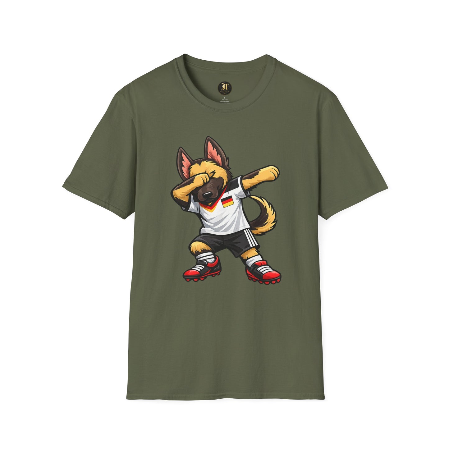 Deutschland Fußball Fan Hund T-Shirt – Front & Back Print Schäferhund Dabbing Fan-Shirt