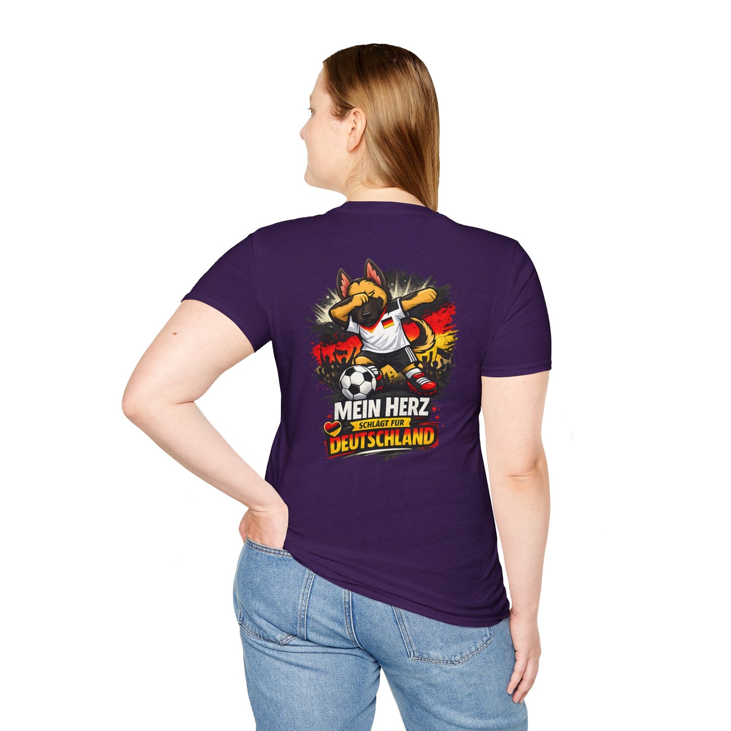 Deutschland Fußball Fan Hund T-Shirt – Front & Back Print Schäferhund Dabbing Fan-Shirt
