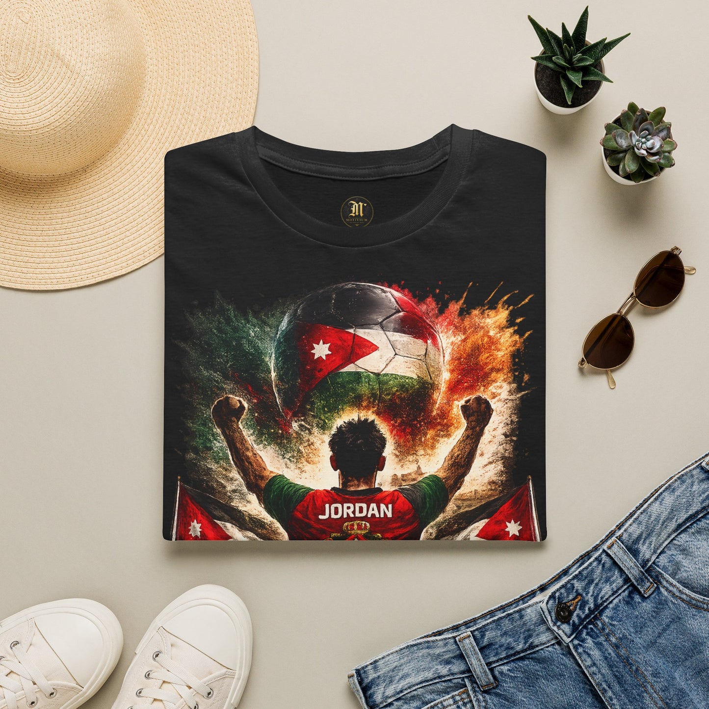 Jordanien Fußball Fan T-Shirt – Jordanien Flagge Supporter Design | Fußball Fanartikel | Geschenk für Fußballfans
