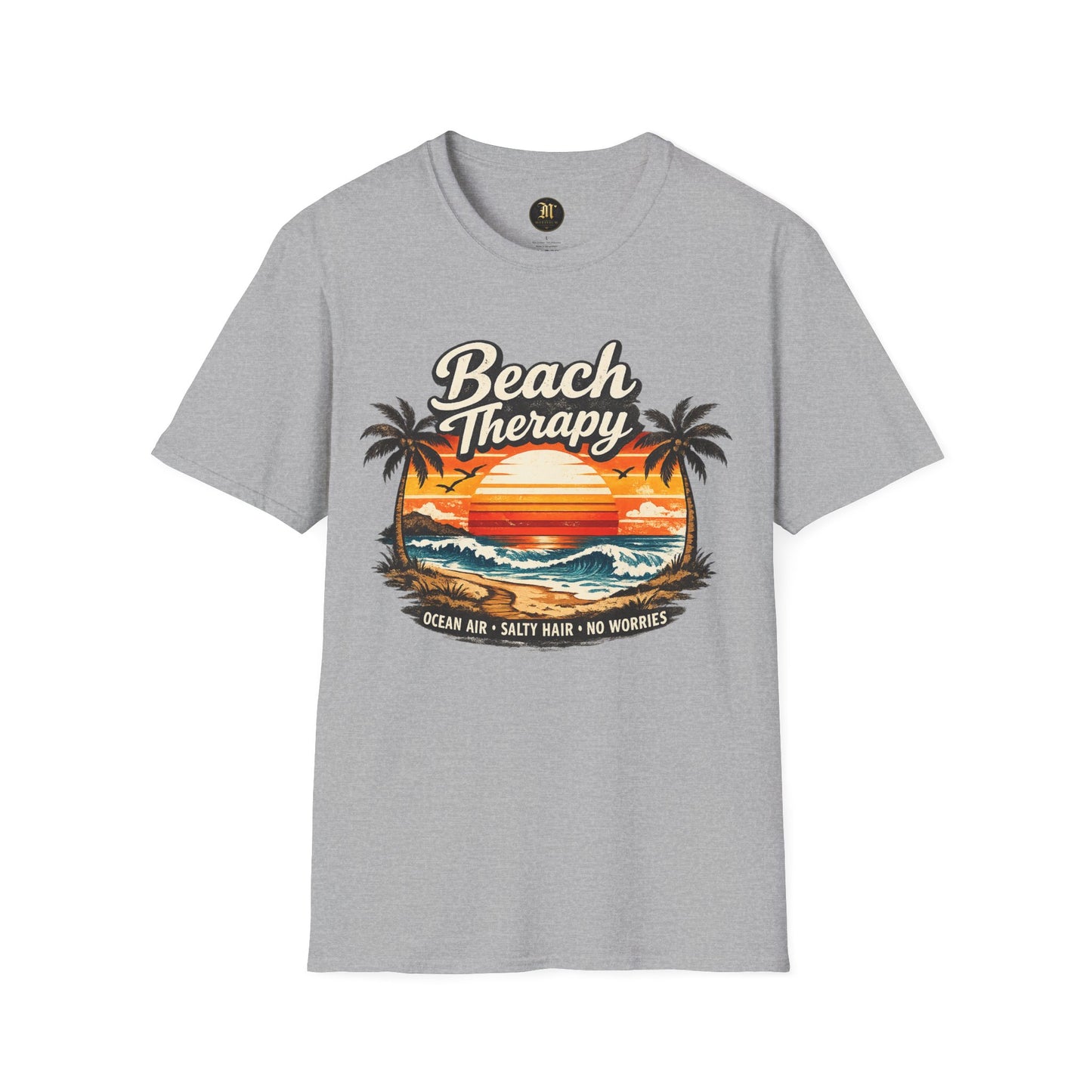 Beach Therapy Vintage Sunset T-Shirt – Ocean Air Salty Hair No Worries Summer Beach Shirt