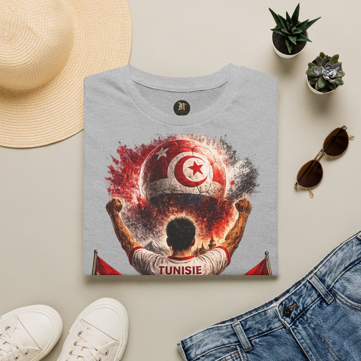 Tunesien Fußball Fan T-Shirt | Tunesien Supporter Shirt | Tunisia Fan Design | Fußball Fanartikel | Geschenk für Tunesien Fans