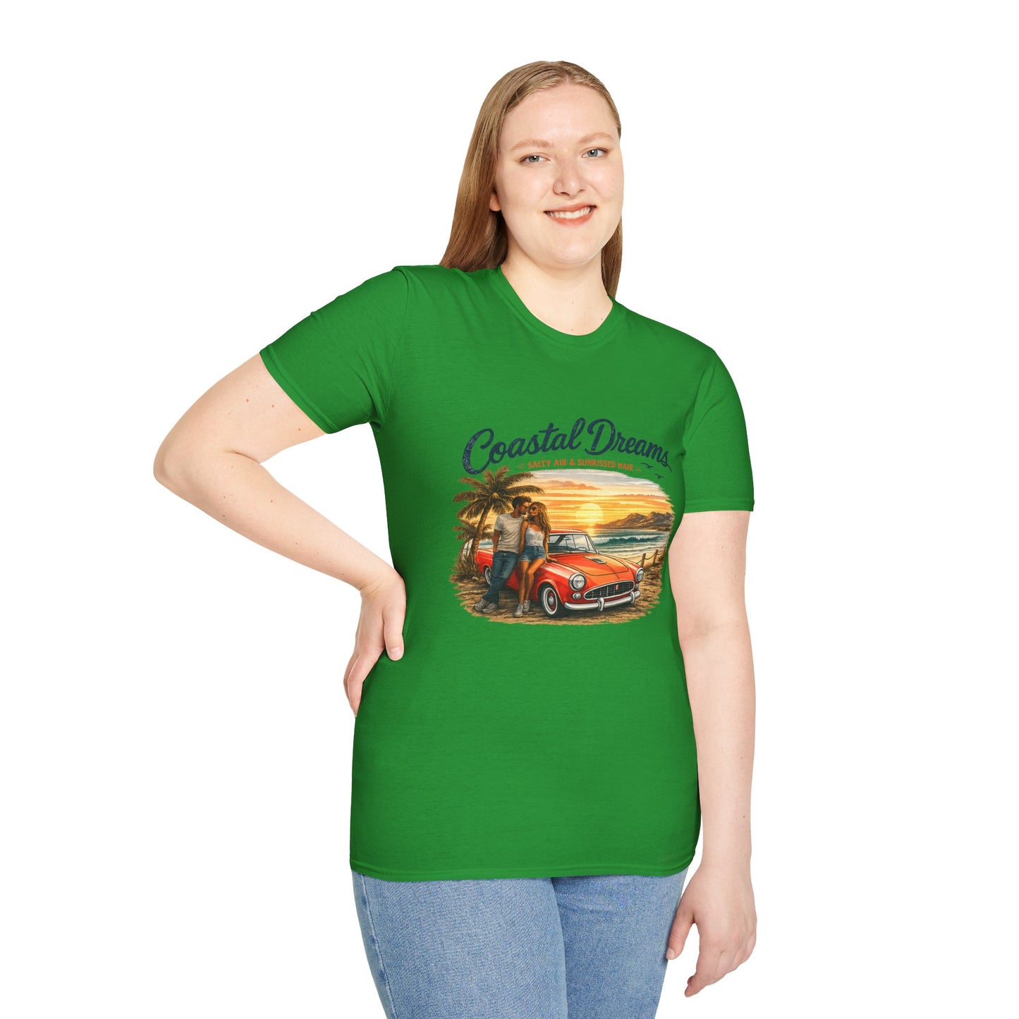 Coastal Dreams T-Shirt – Salty Air & Sunkissed Hair | Vintage Strand Oldtimer Paar Design | Sommer Shirt