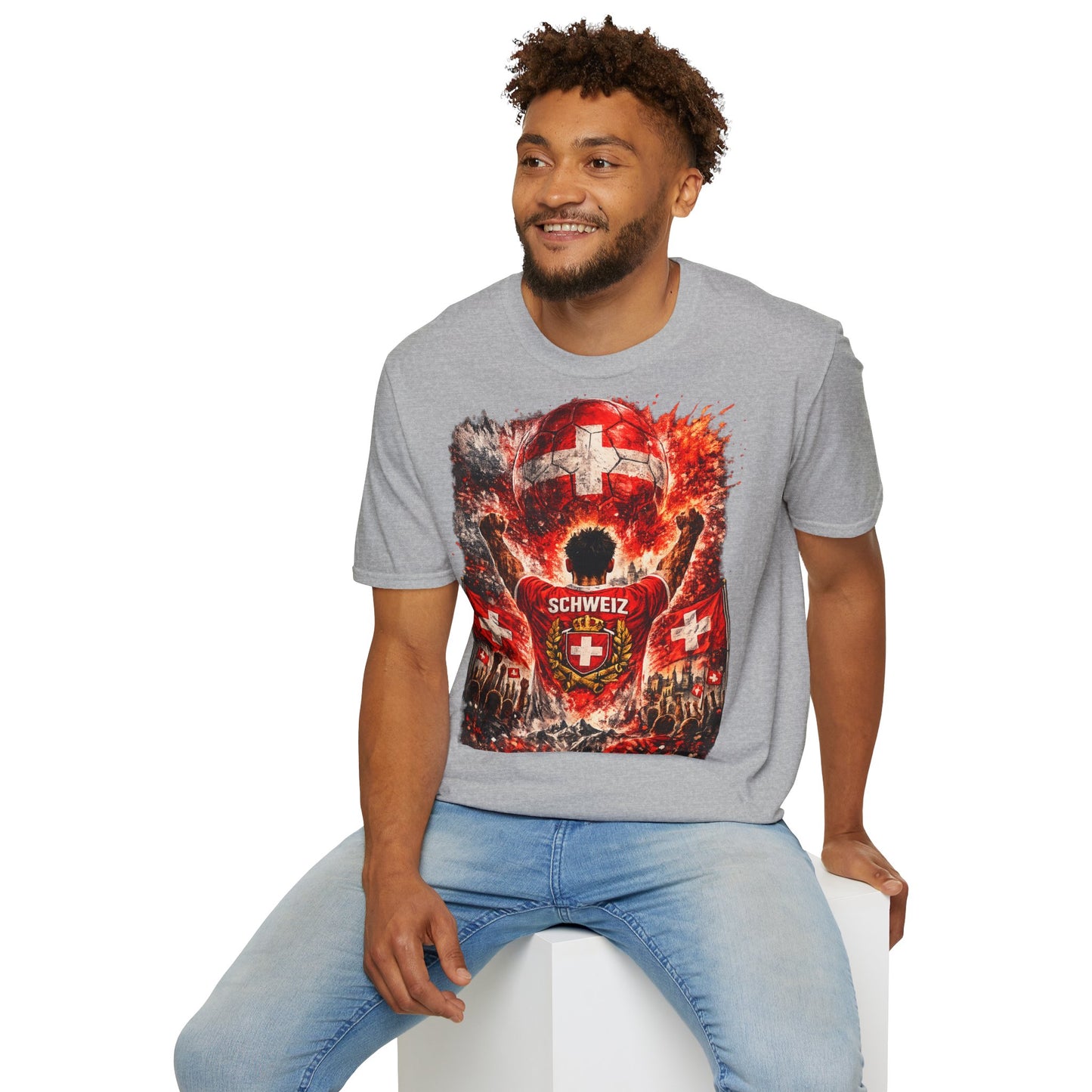 Schweiz Fußball Fan T-Shirt – Schweiz Flagge Supporter Design | Fußball Fanartikel | Geschenk für Fußballfans