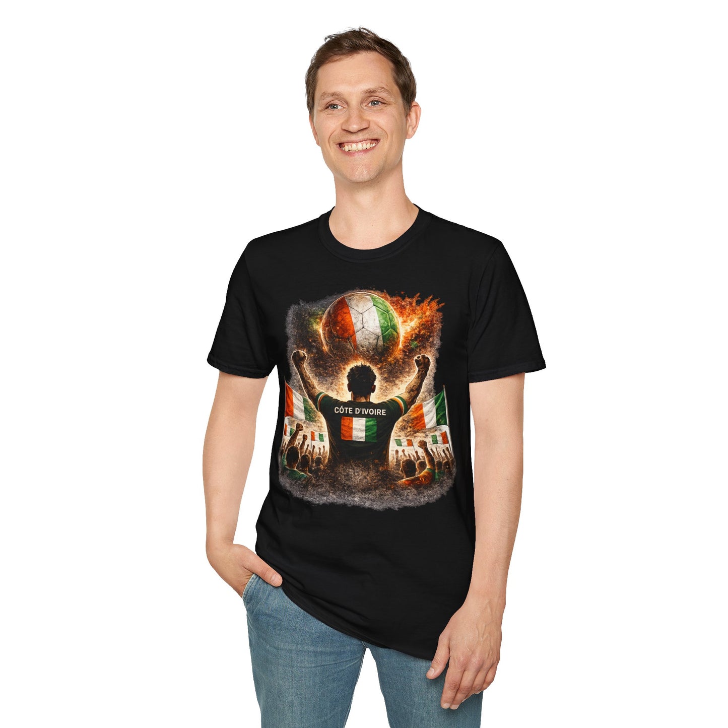 Elfenbeinküste Fußball Fan T-Shirt – Côte d'Ivoire Flagge Supporter Design | Fußball Fanartikel | Geschenk für Fußballfans