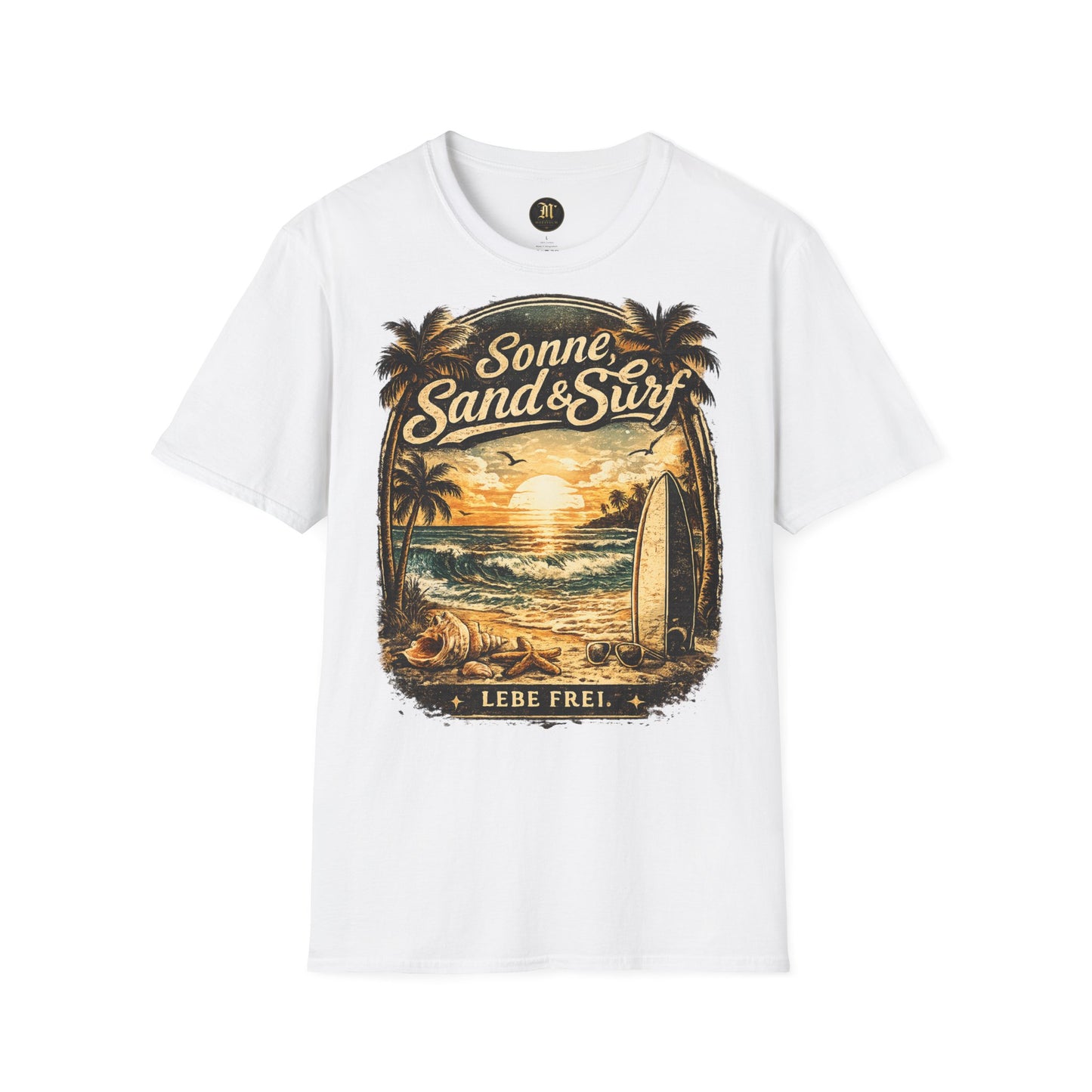 🌴 Sonne, Sand & Surf T-Shirt – Lebe Frei | Vintage Beach Lifestyle Design