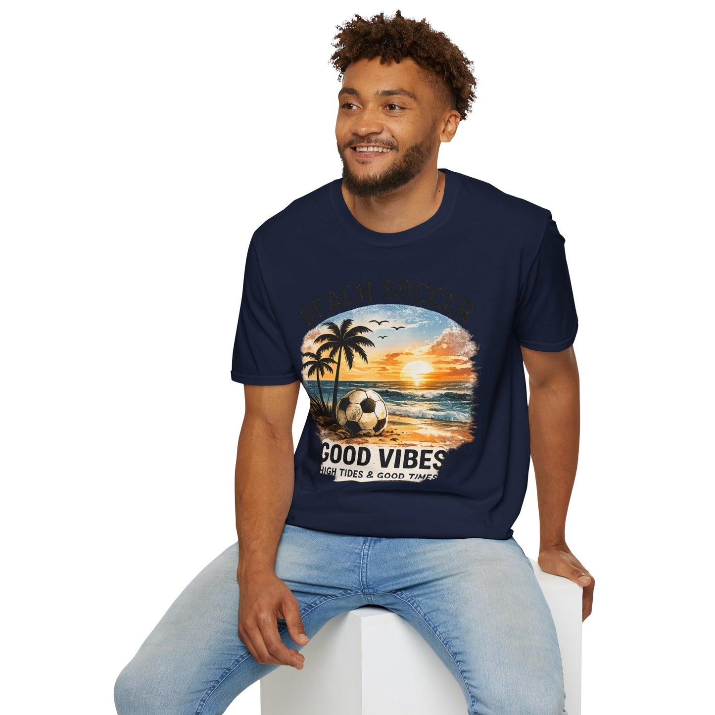 Beach Soccer – Good Vibes T-Shirt | Strandfußball & Sommer Feeling | High Tides & Good Times