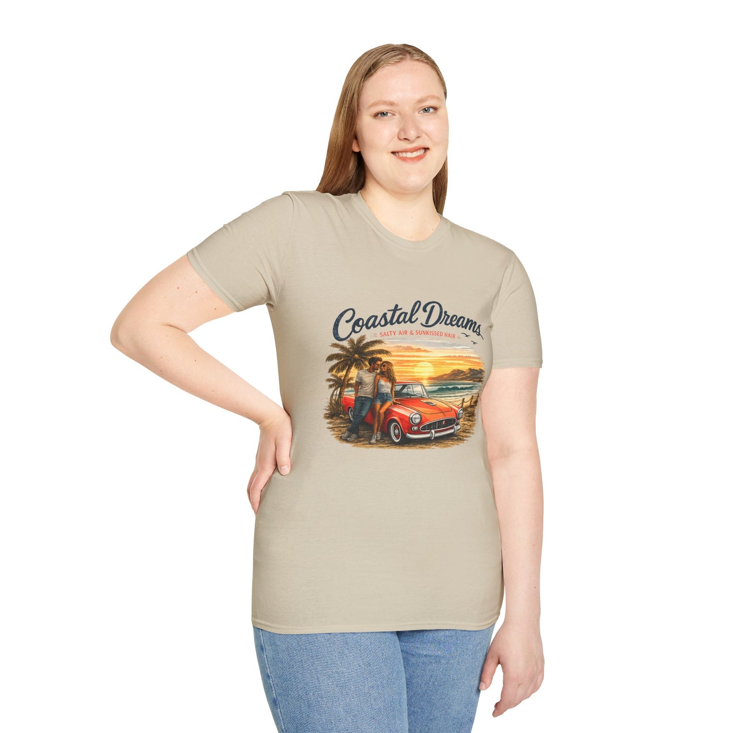 Coastal Dreams T-Shirt – Salty Air & Sunkissed Hair | Vintage Strand Oldtimer Paar Design | Sommer Shirt