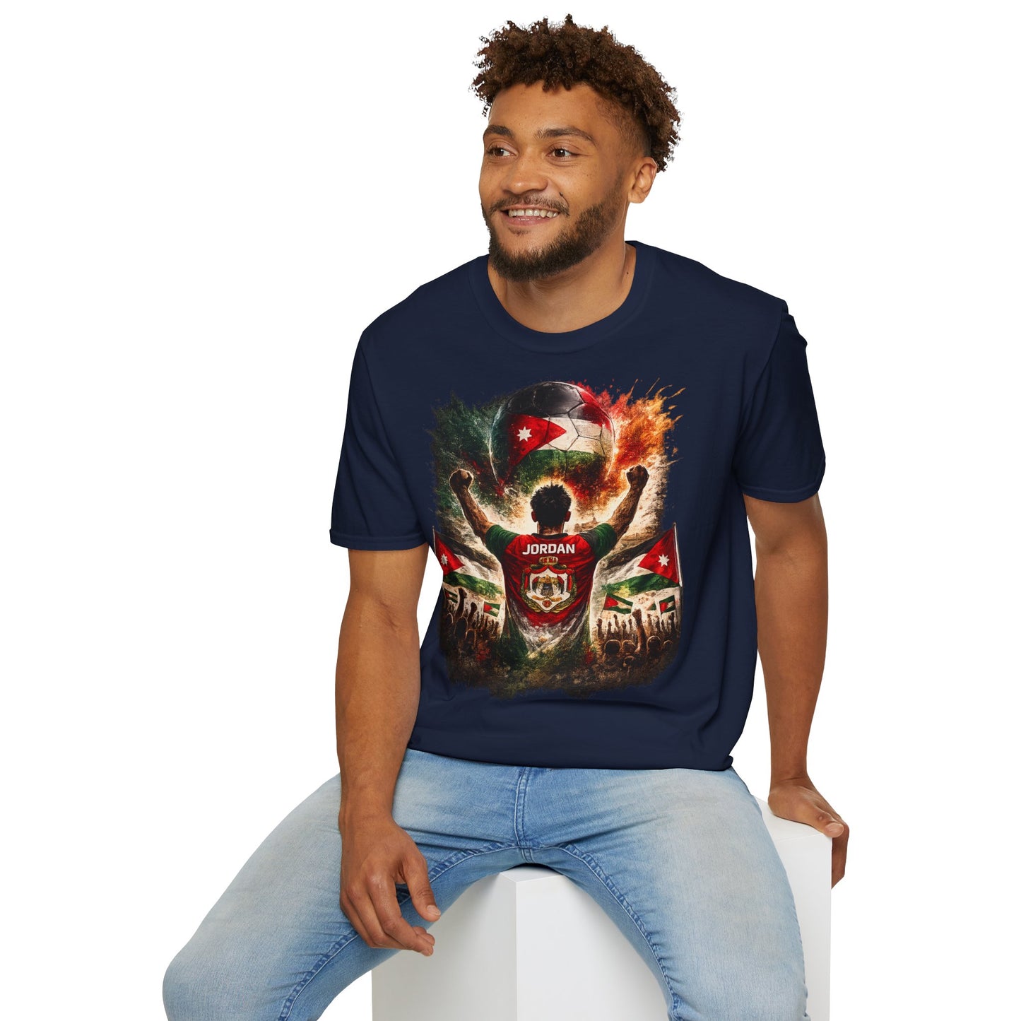 Jordanien Fußball Fan T-Shirt – Jordanien Flagge Supporter Design | Fußball Fanartikel | Geschenk für Fußballfans