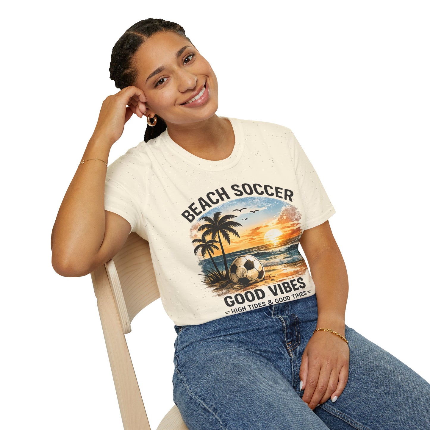 Beach Soccer – Good Vibes T-Shirt | Strandfußball & Sommer Feeling | High Tides & Good Times