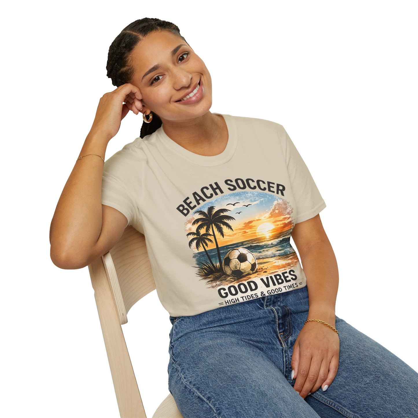 Beach Soccer – Good Vibes T-Shirt | Strandfußball & Sommer Feeling | High Tides & Good Times